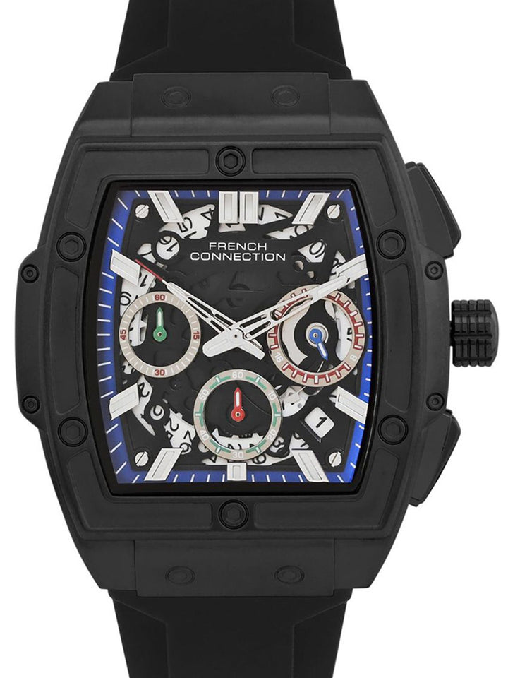 Sambungan Perancis Lelaki Skeleton Dial & Tali Analog Watch FCH3B