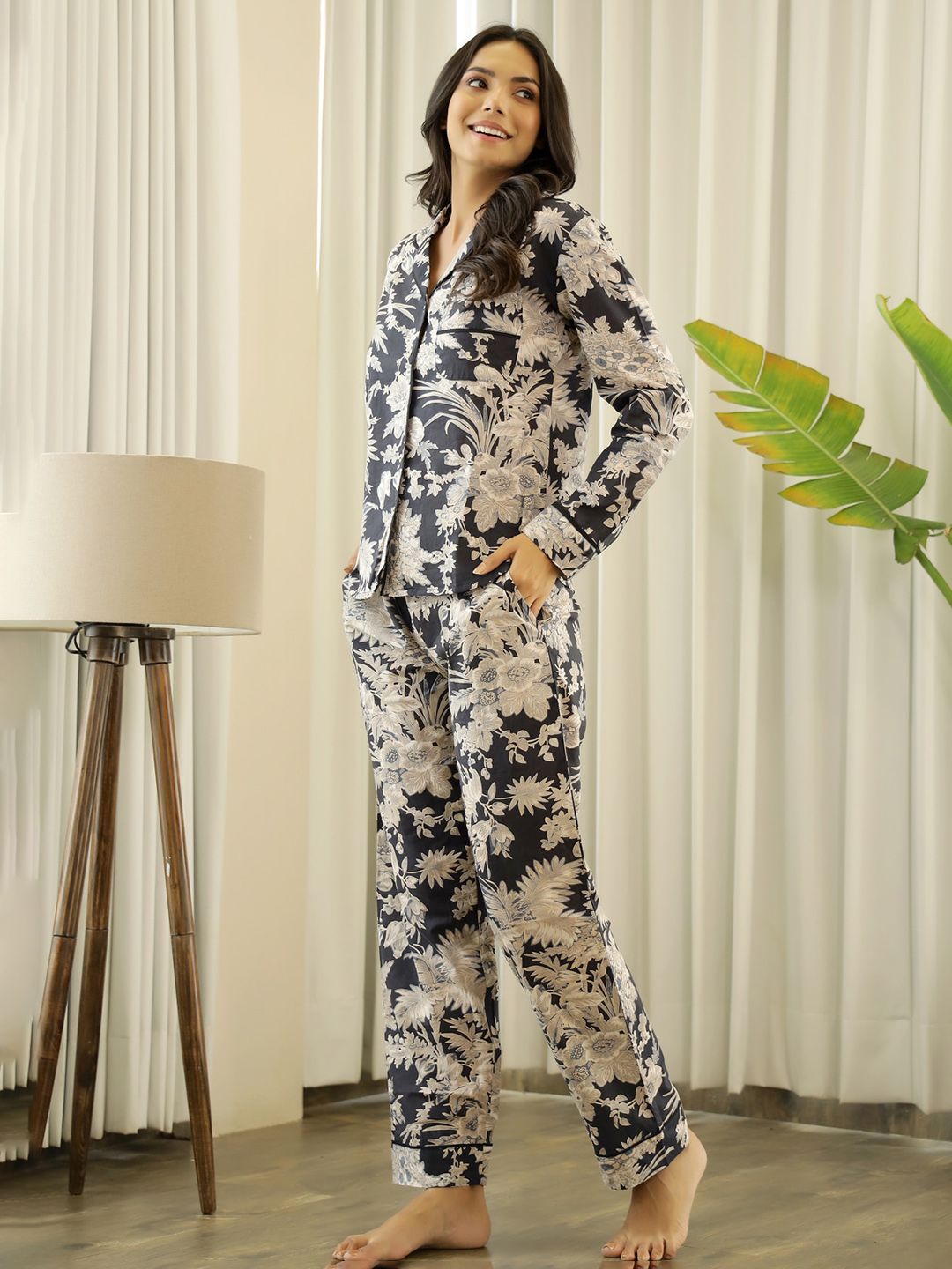 SANSKRUTIHOMES Women Printed Cotton Night suit