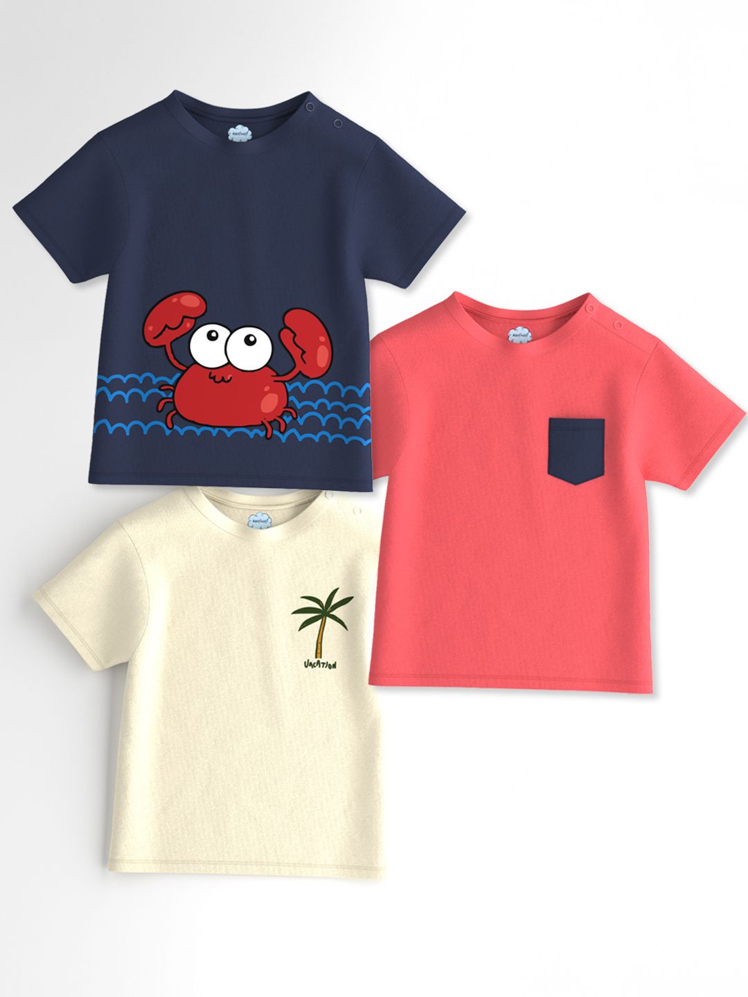 Nauti Nati Boys Pack Of 3 Graphic Printed Cotton Antimicrobial T-shirts