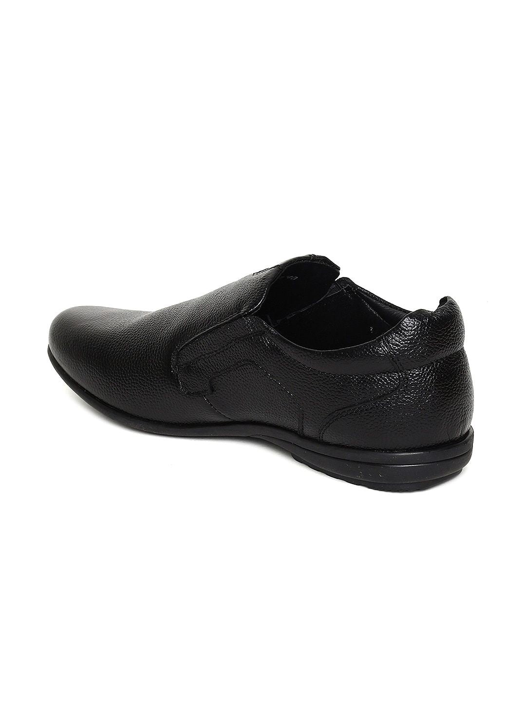 Red Chief Men Black Leather Slip-On Sneakers