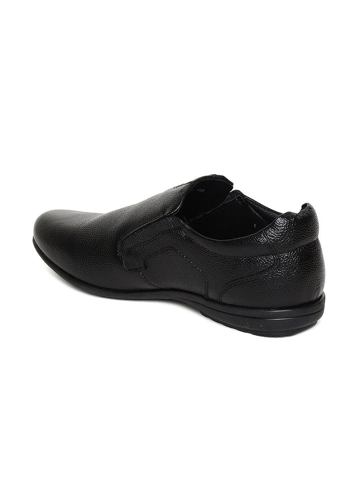 Red Chief Men Black Leather Slip-On Sneakers