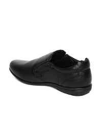 Red Chief Men Black Leather Slip-On Sneakers