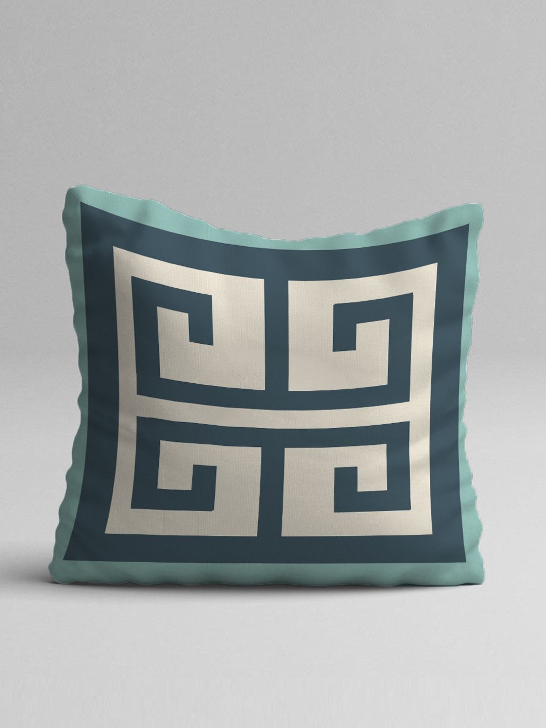 STITCHNEST Set Of 5 Blue & Yellow Geometric Square Cushion Covers