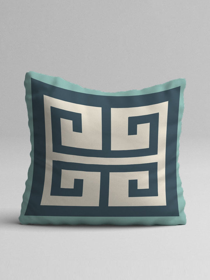 STITCHNEST Set Of 5 Blue & Yellow Geometric Square Cushion Covers
