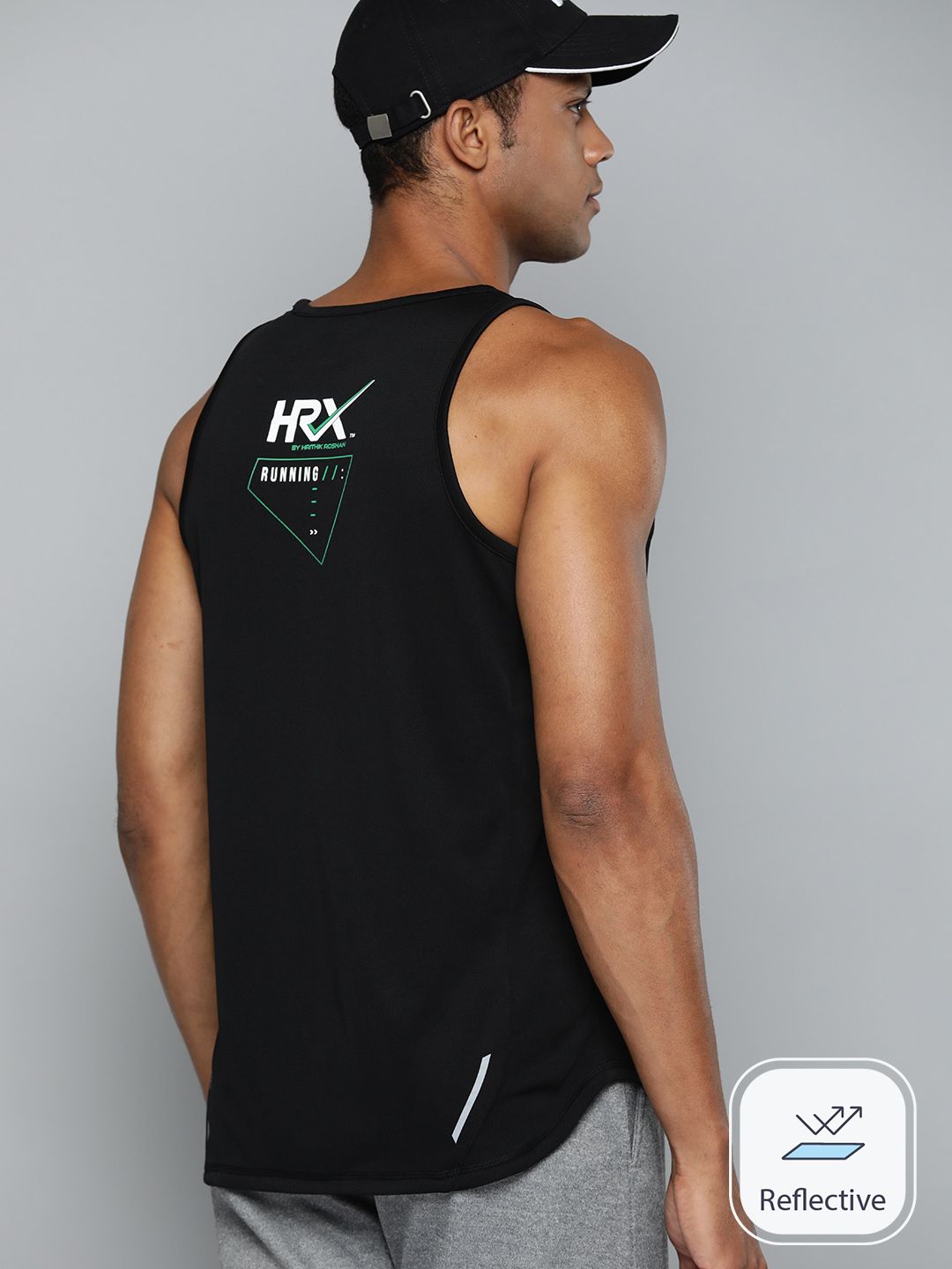 Hrx oleh Hrithik Roshan Brand Logo Print Running Tank T-Shirt