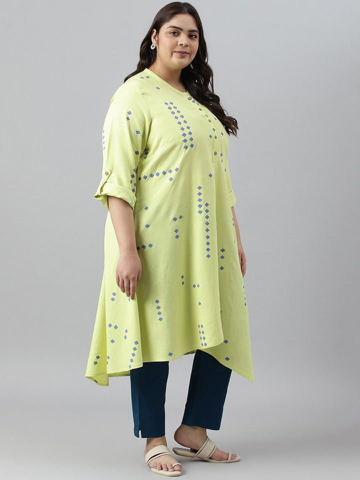 W Women Plus SizeRound Neck Geometric Printed Kurta