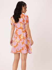 DressBerry Charming Blossom Printed Gathered A-Line Mini Dress