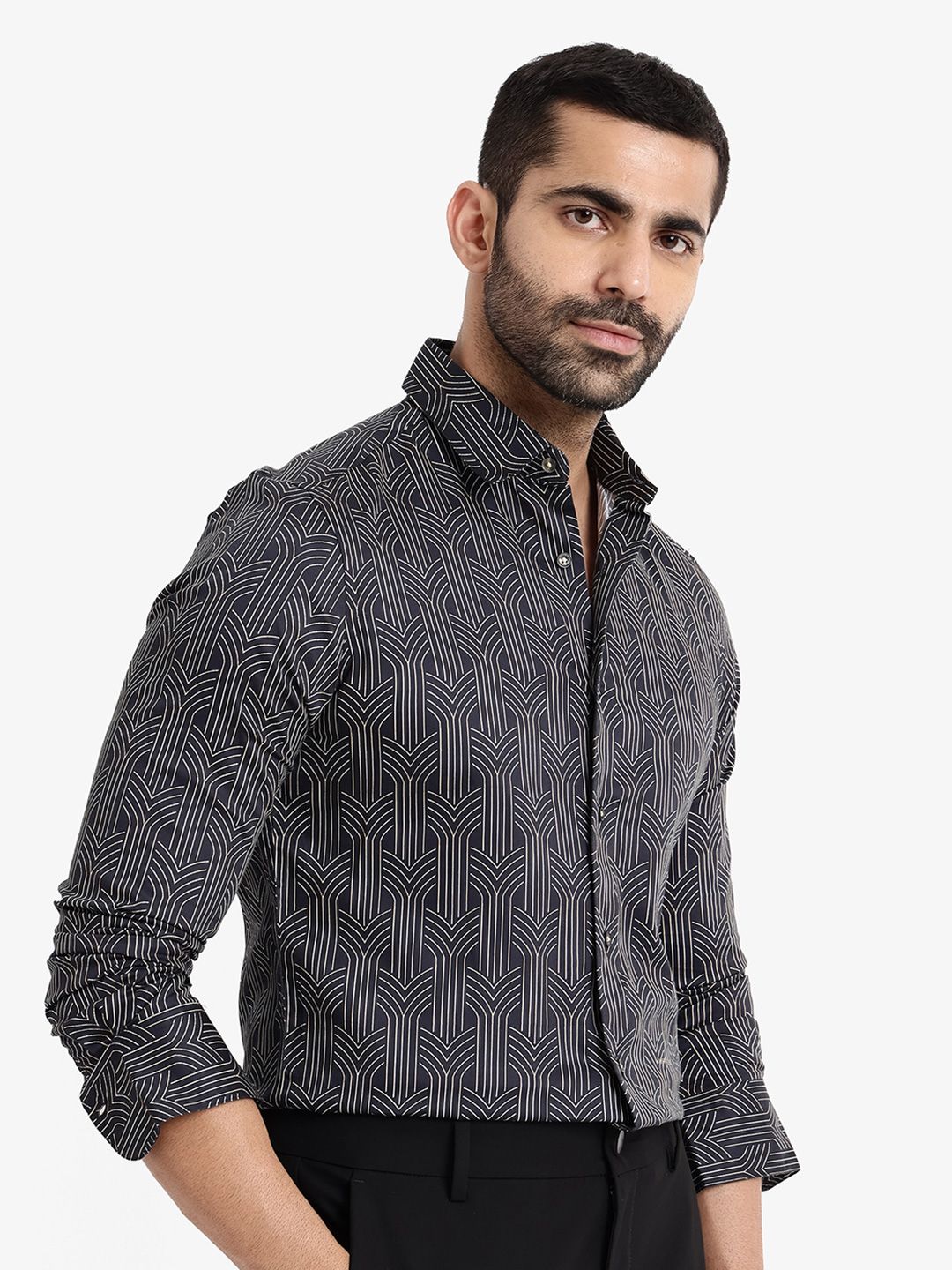 RARE RABBIT Slim Fit Printed Cotton Casual Shirt
