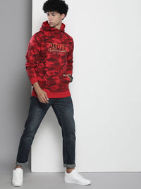 The Indian Garage Co Men Red Printed Hooded Sweatshirt