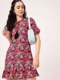 DressBerry Playful Tropical Dream Printed A-Line Mini Dress