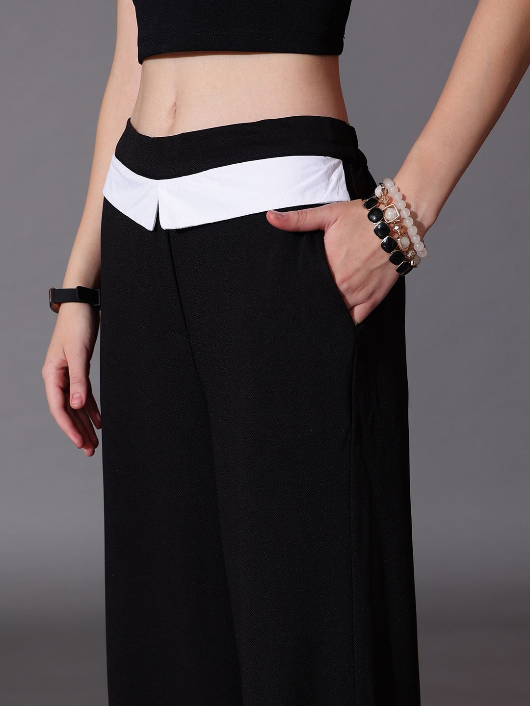 STREET 9 Solid Off Shoulder Top With Flared Trousers Co-Ords