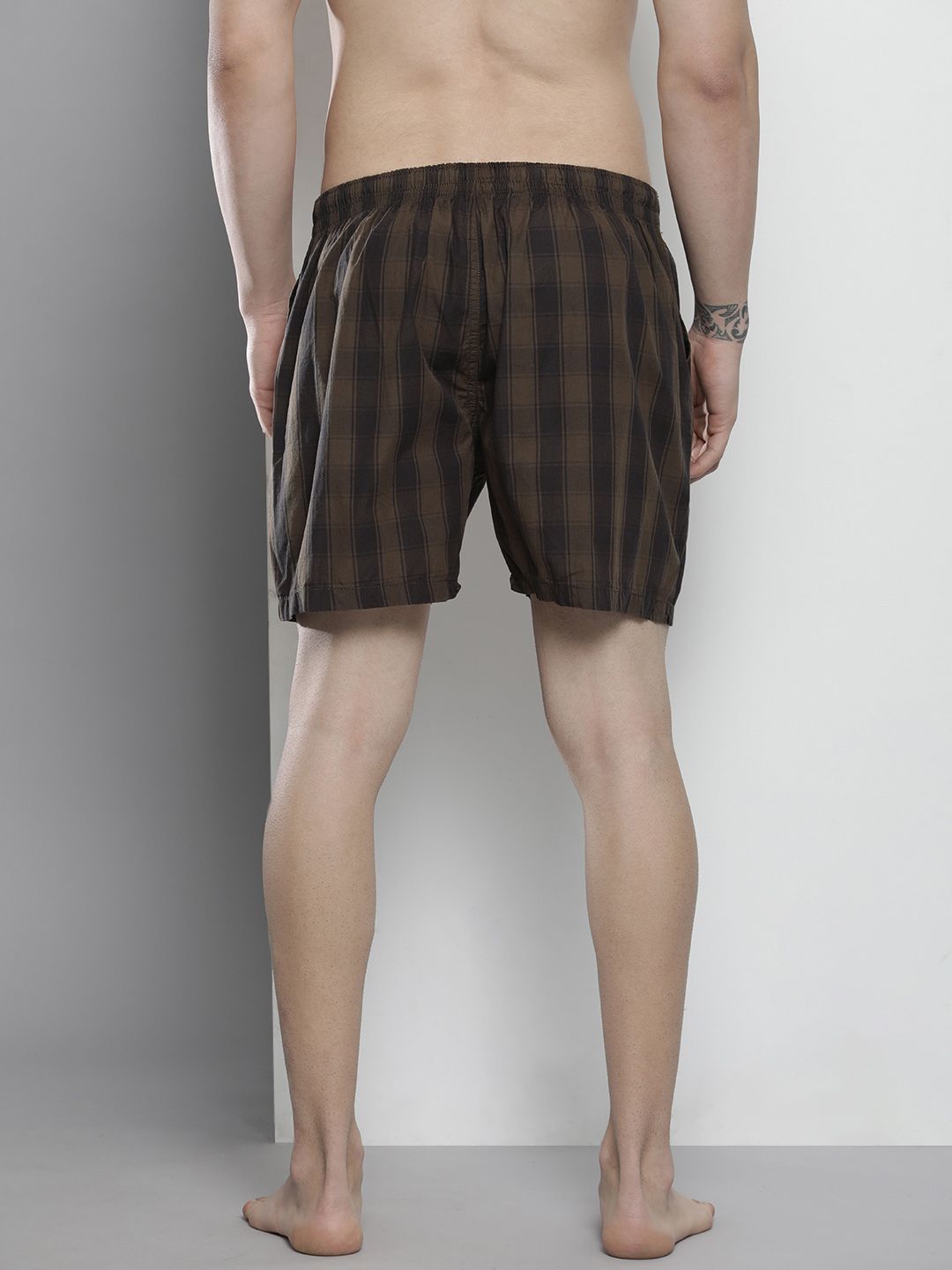 The Indian Garage Co Men Olive Green & Black Set of 2 Cotton Boxers