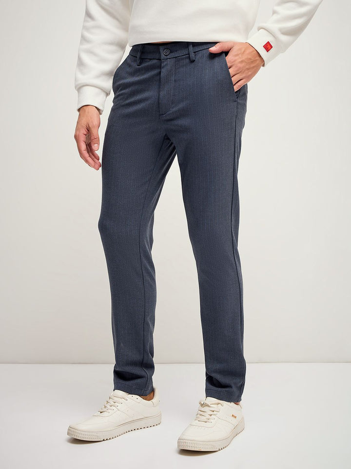 THE BEAR HOUSE Men Solid 4 Way Stretch Formal Trouser