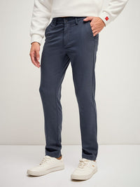 THE BEAR HOUSE Men Solid 4 Way Stretch Formal Trouser