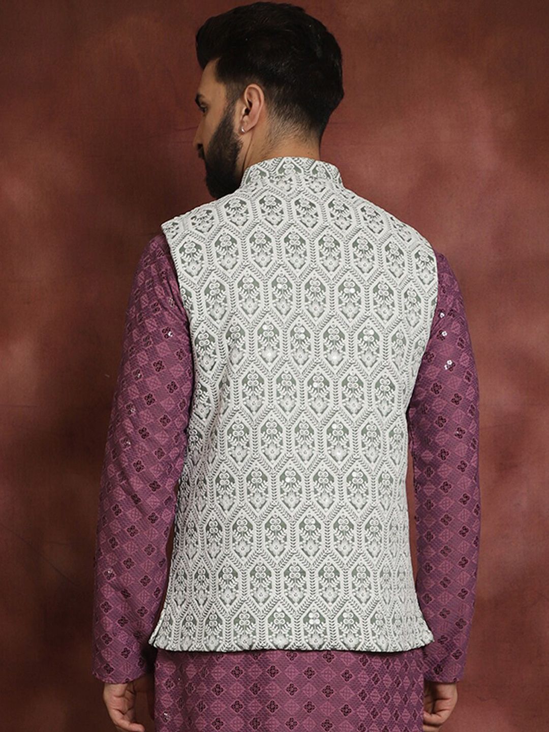 Jaket Nehru Kolar Mandarin Bersulam Hijau Anouk