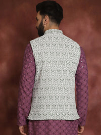 Jaket Nehru Kolar Mandarin Bersulam Hijau Anouk