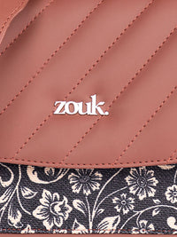 ZOUK Wanita Solid Structured Beg Bahu Tali Selendang boleh tanggal dengan berjumbai