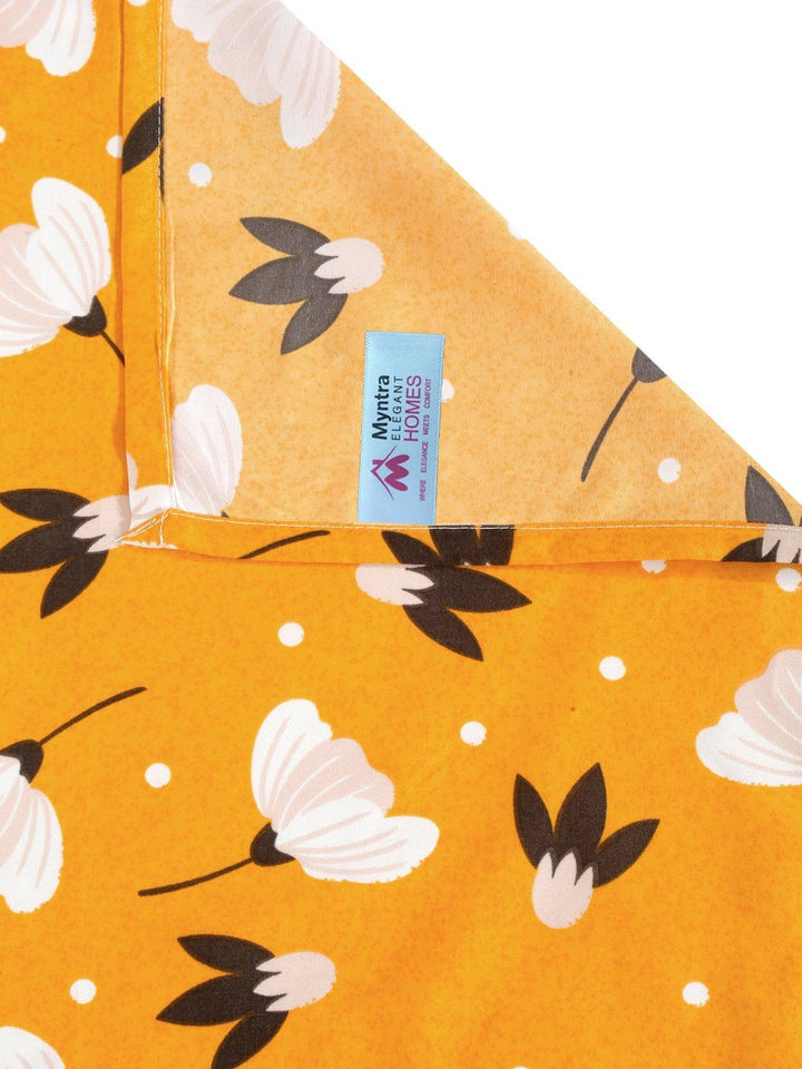 Myntra Elegant Homes Yellow & White Floral 300 TC King Bedsheet with 2 Pillow Covers