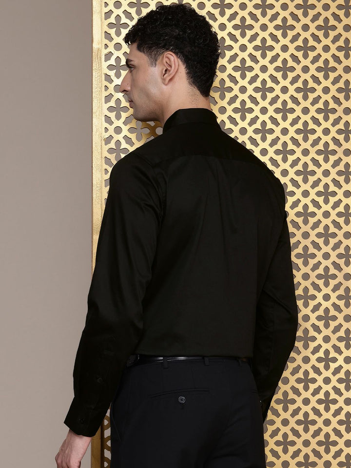 House of Pataudi Pure Cotton Ethnic Motifs Embroidered Opaque Party Shirt