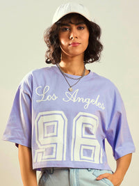 SASSAFRAS Pure Cotton Typography Printed Drop Shoulder Oversized Crop T-shirt