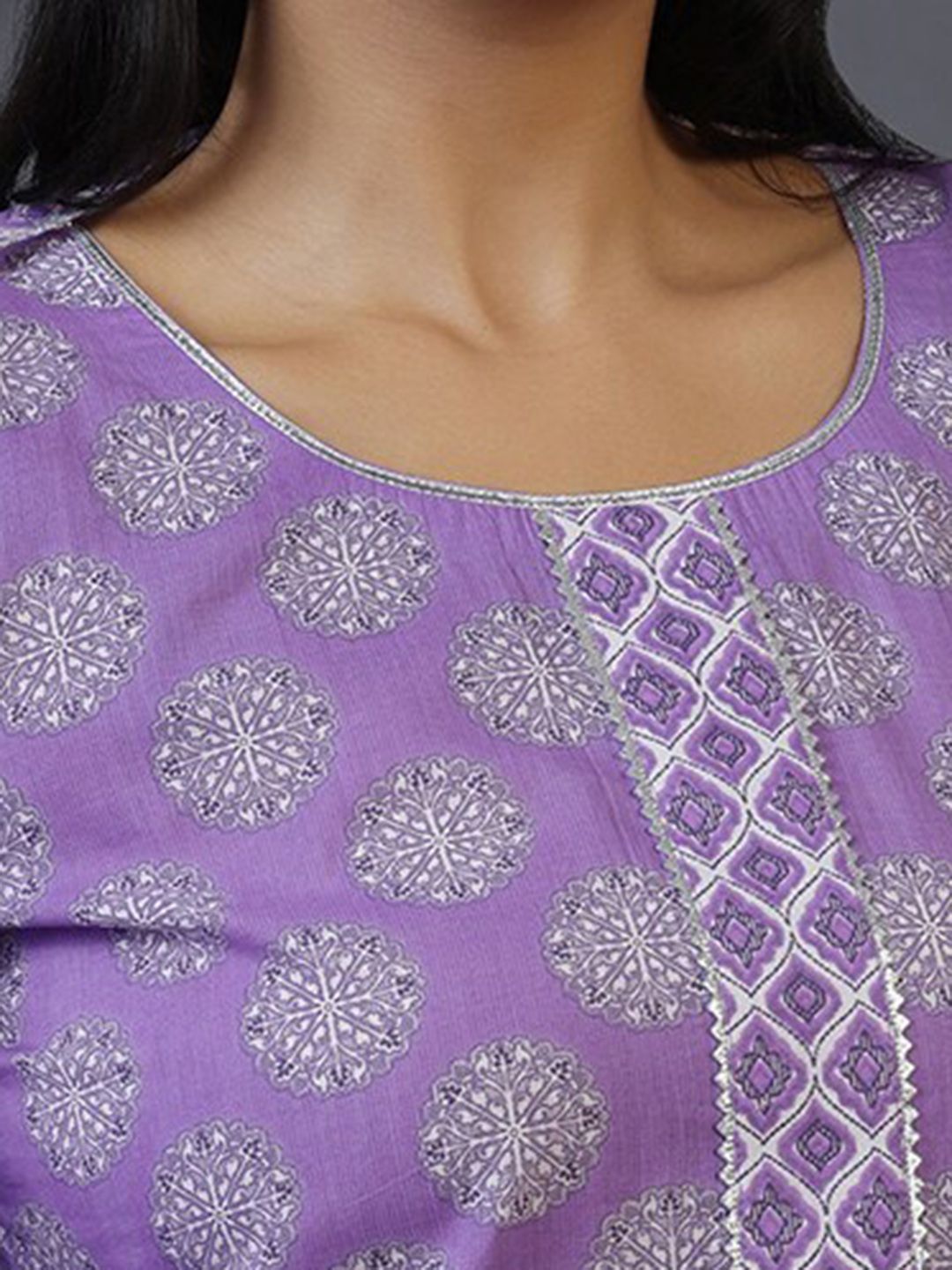 Libas Ethnic Motifs Printed A-Line Pure Cotton Kurta with Trousers & Dupatta