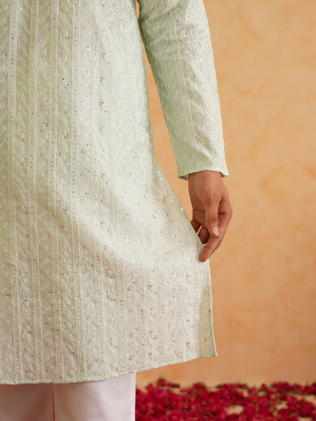 SOJANYA LUXE Embroidered Regular Thread Work Cotton Silk Kurta with Pyjamas