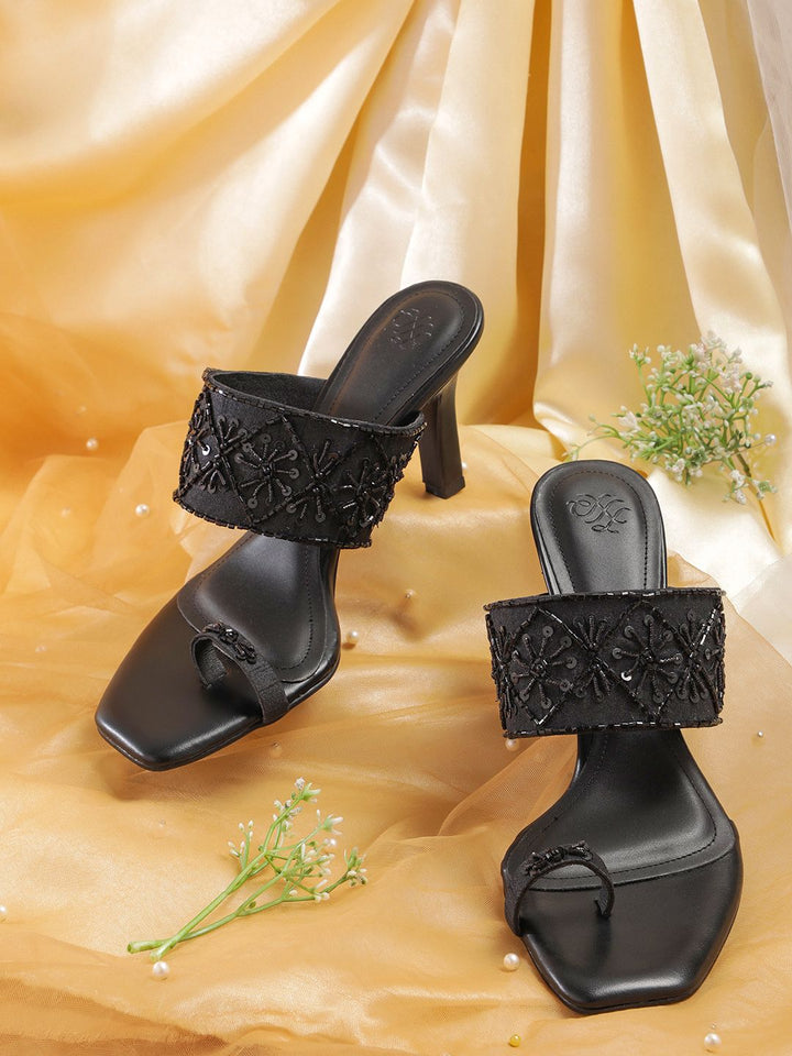 House of Pataudi  Open Toe Embellished Slim Heels