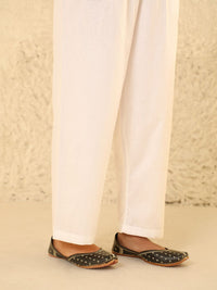 House of Chikankari Women White Cotton Solid Seluar
