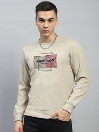 Monte Carlo Men Cotton Beige Round Neck Long Sleeves Printed Sweatshirt