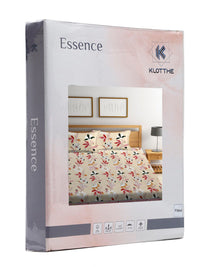 KLOTTHE Beige Floral Cotton 300 TC King Fine Bedsheet with 2 Pillow Covers-96 x 89 inches