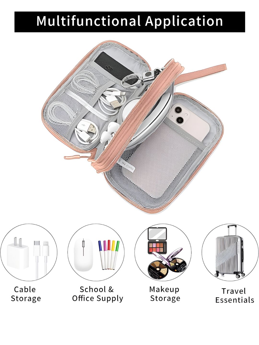 Cortina Peach Water Resistant Pouch Electronics Accessories Organisers