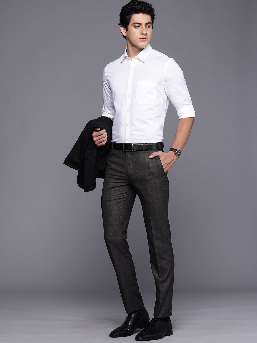 Raymond Men Checked Slim Fit Formal Trousers