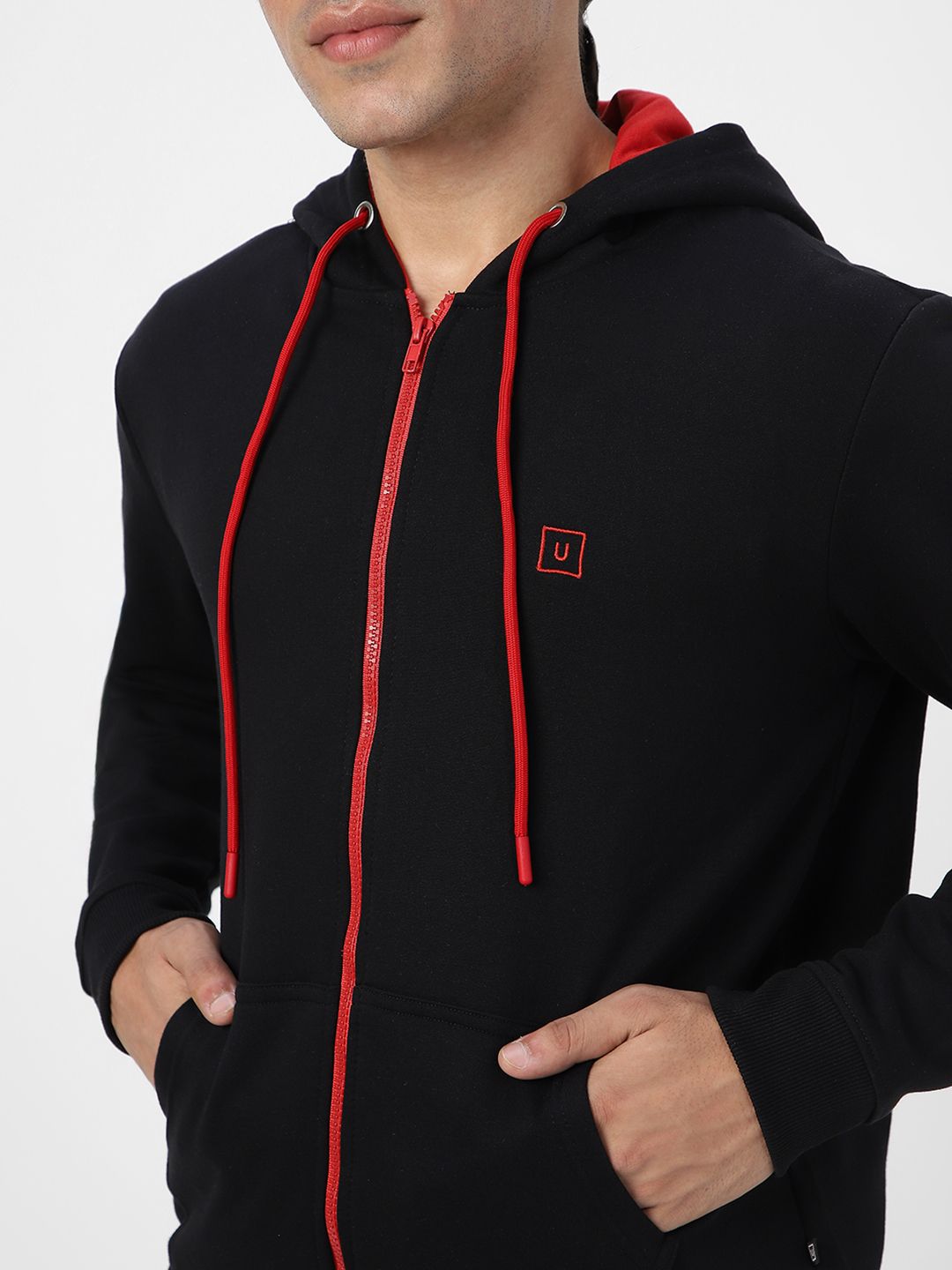 Urbano Fashion Men Solid Hooded Front-Open Sweatshirt