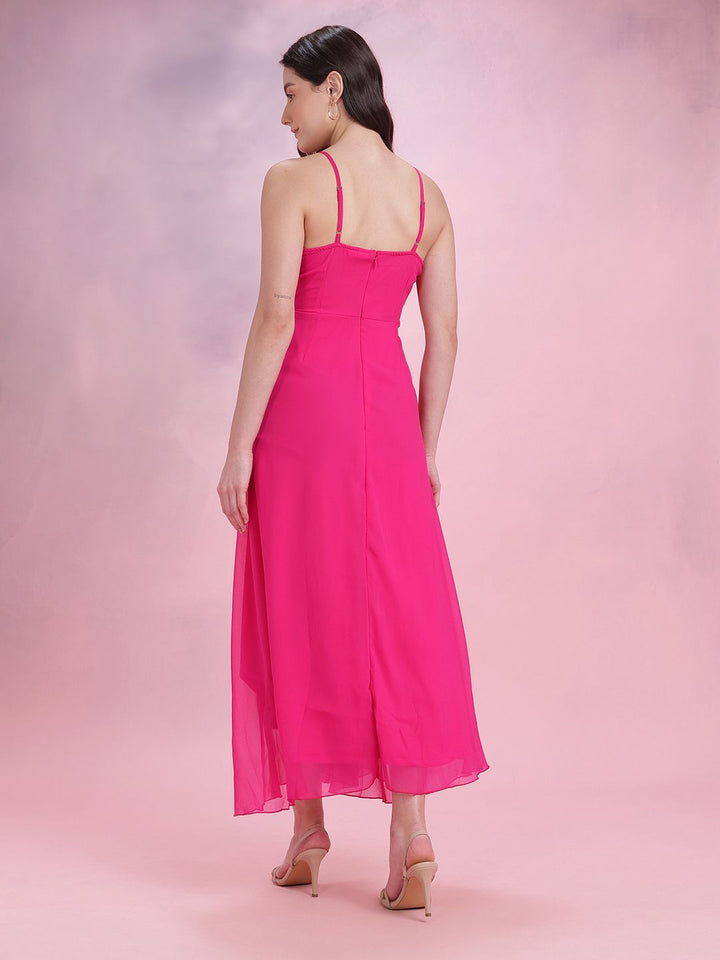 DressBerry Pleated Slit Wrap Maxi Dress