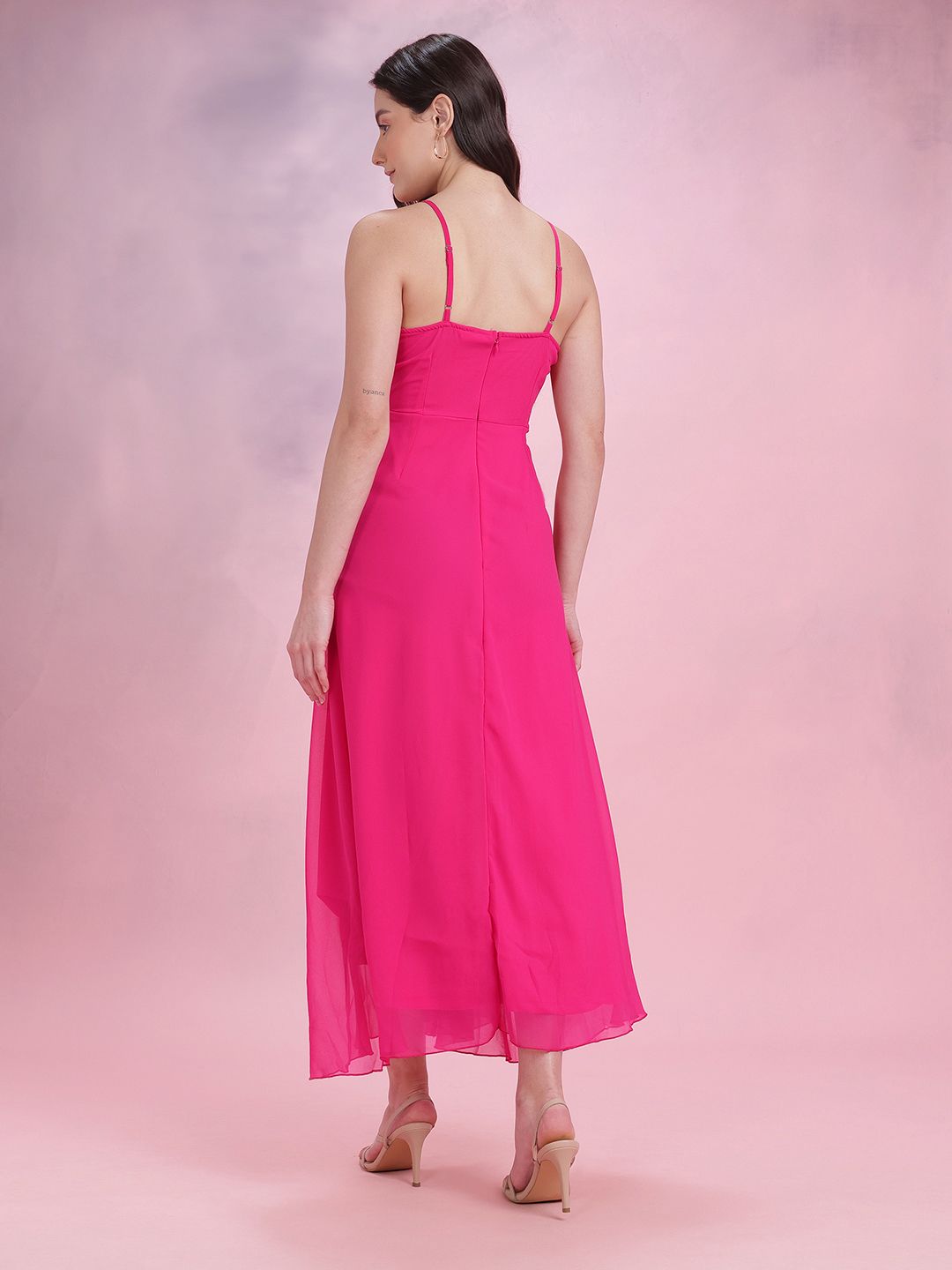 DressBerry Pleated Slit Wrap Maxi Dress
