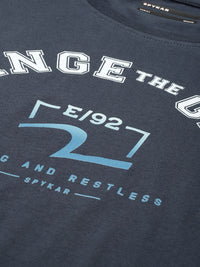 SPYKAR Typography Printed Pure Cotton Slim Fit T-shirt