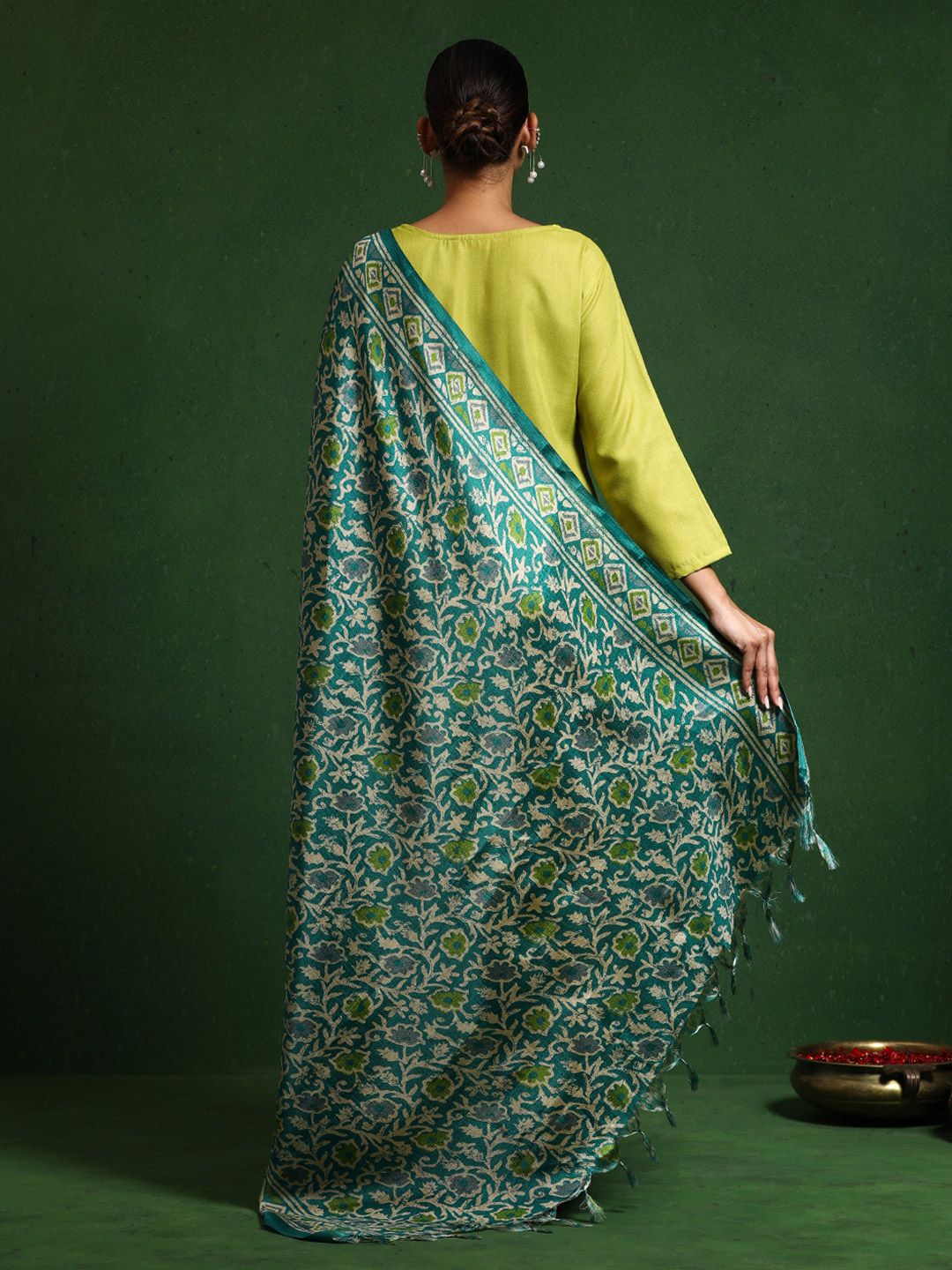 Varanga Floral Embroidered Notch Neck Straight Kurta With Trousers And Dupatta