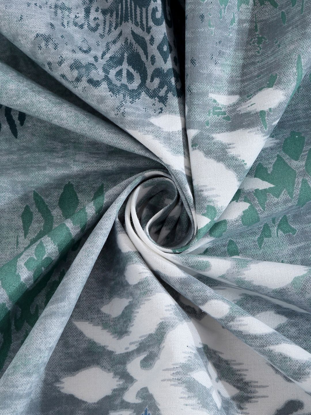 KLOTTHE Blue Geometric Printed Pure Cotton Dilengkapi 400 TC Single Cadar Dengan Sarung Bantal