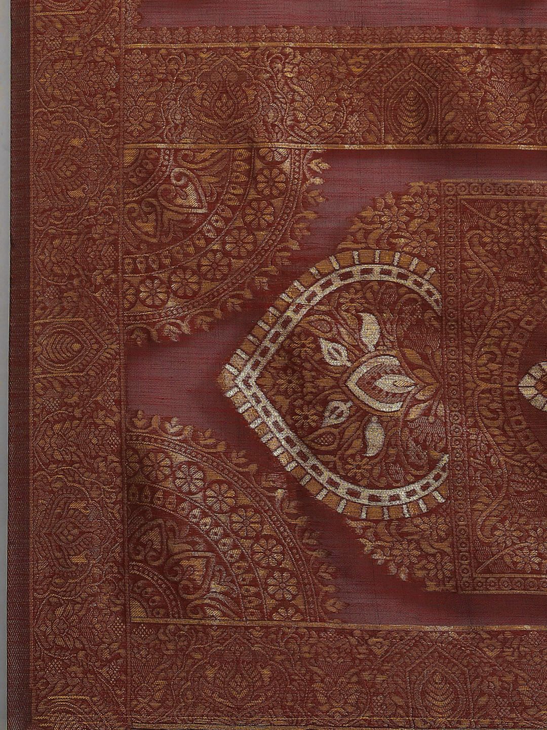 Saree mall Maroon & Gold-Toned Ethnic Motifs Zari Banarasi Sarees