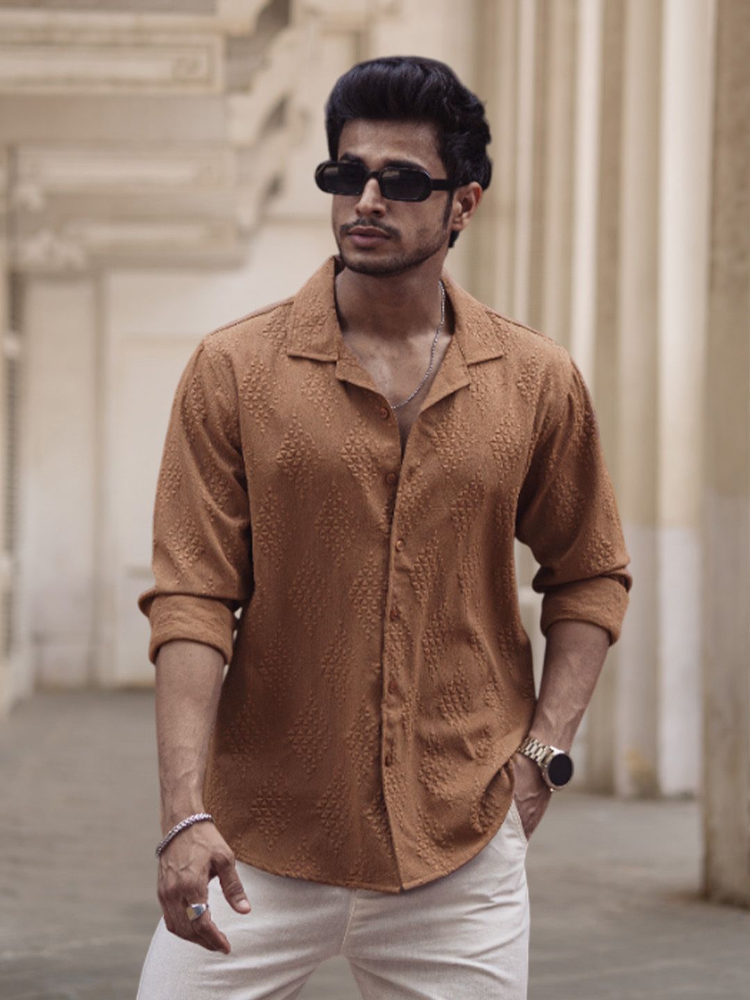 Powerlook Men Textured Opaque Regular Shirt