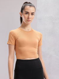 HRX by Hrithik Roshan Women Cut Outs Slim Fit Crop Training T-shirt