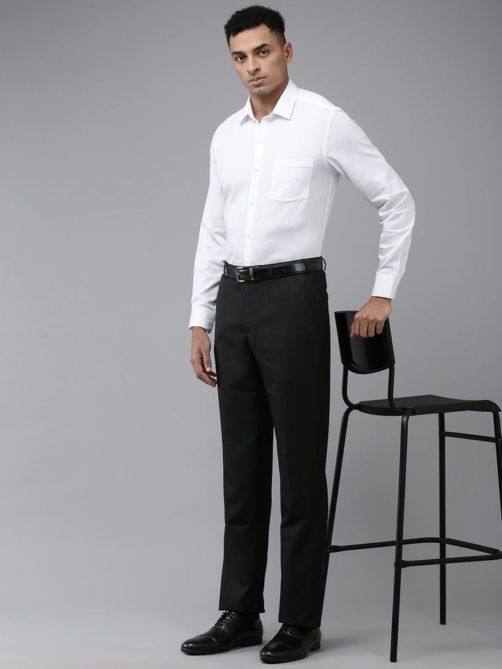 Park Avenue Men Self Design Textured Formal Trousers