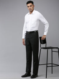 Park Avenue Men Self Design Textured Formal Trousers