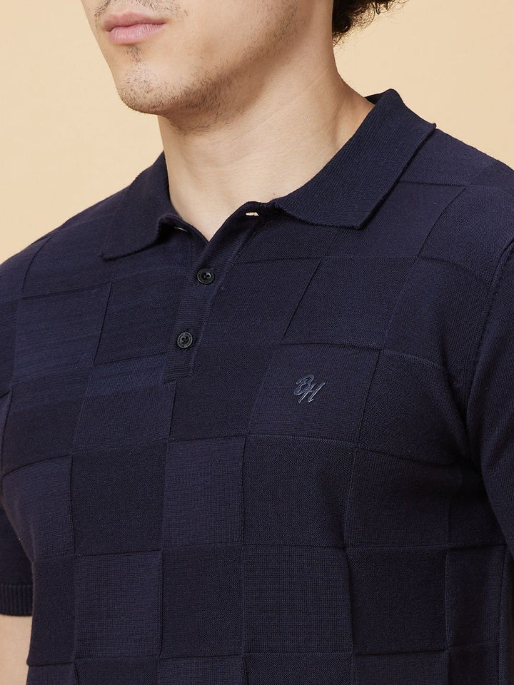 Being Human Men Checked Polo Collar Pockets T-shirt