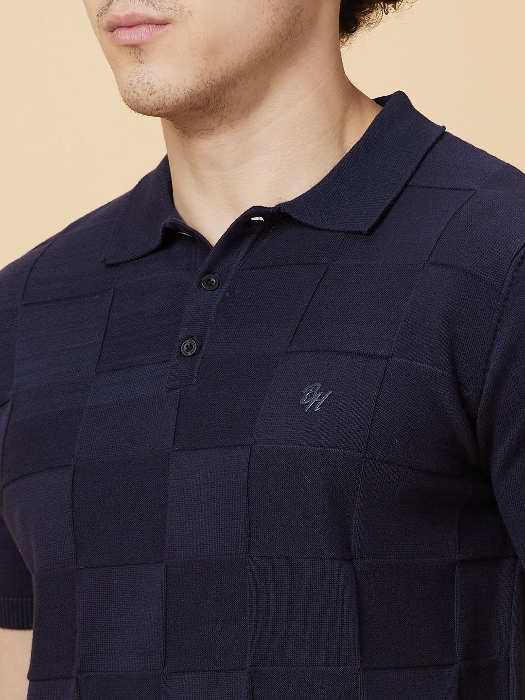 Being Human Men Checked Polo Collar Pockets T-shirt