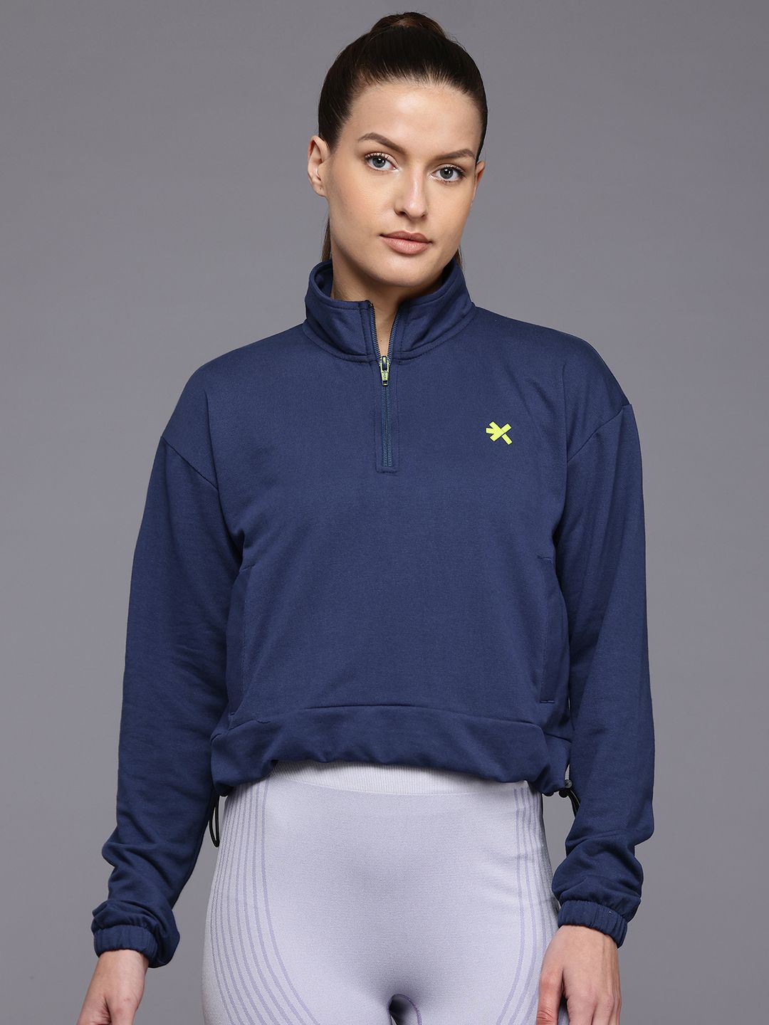 HRX by Hrithik Roshan Printed Half Zipper Running Sweatshirt