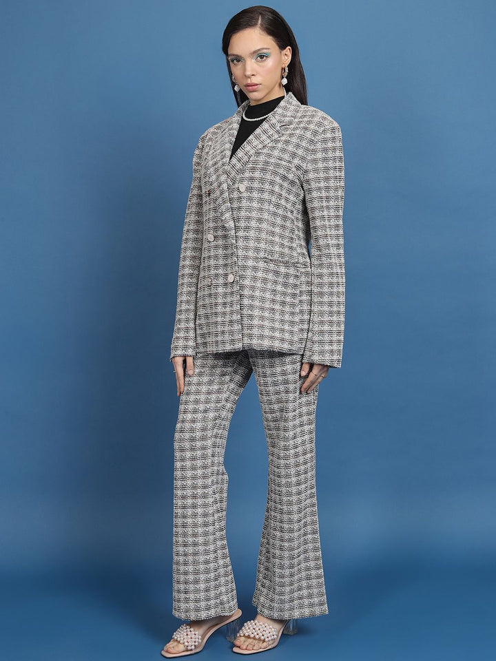 Tokyo Talkies Multi Long Blazer Wideleg Pant Co-Ord Set
