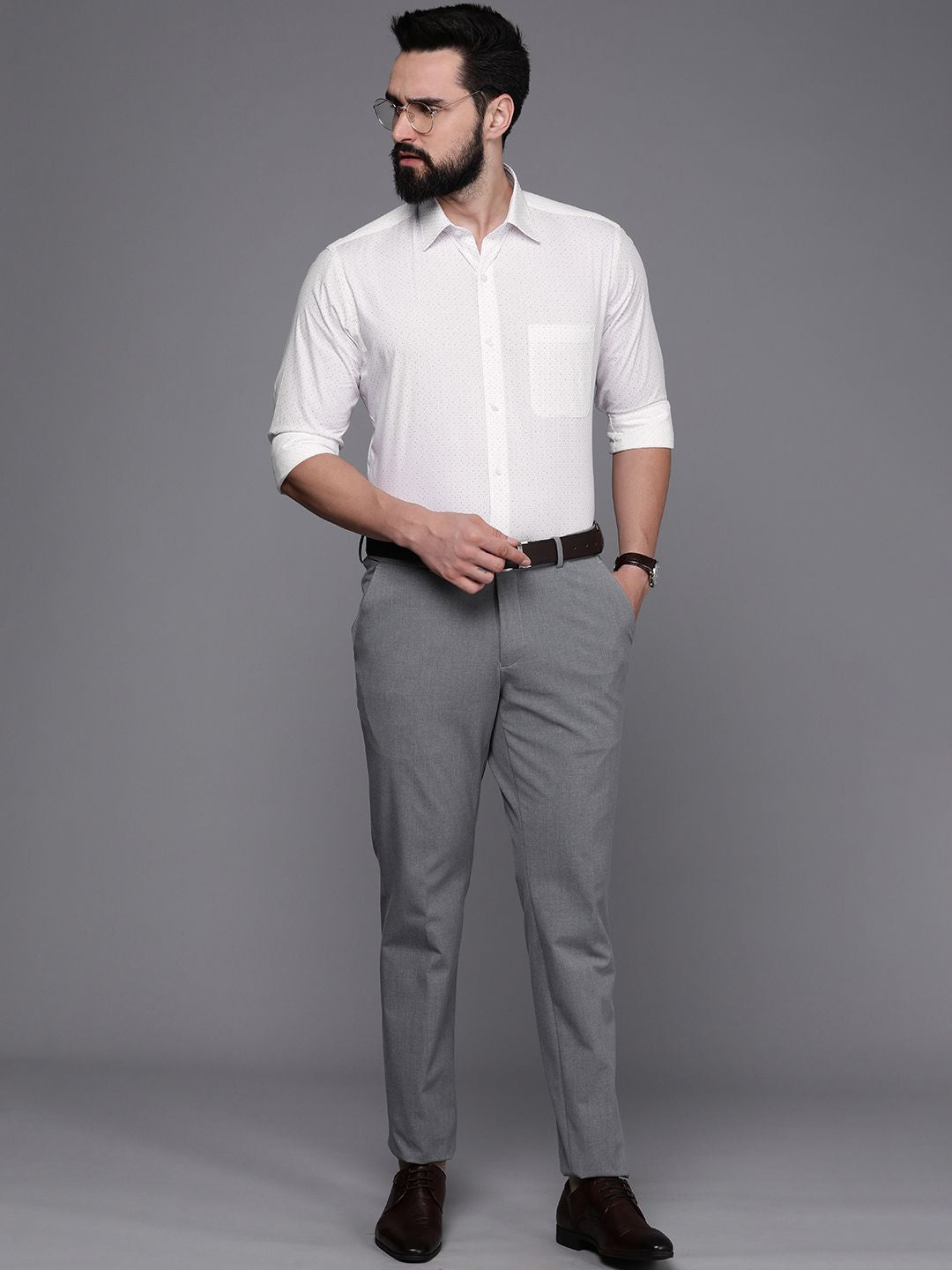 Raymond Slim Fit Printed Pure Cotton Formal Shirt