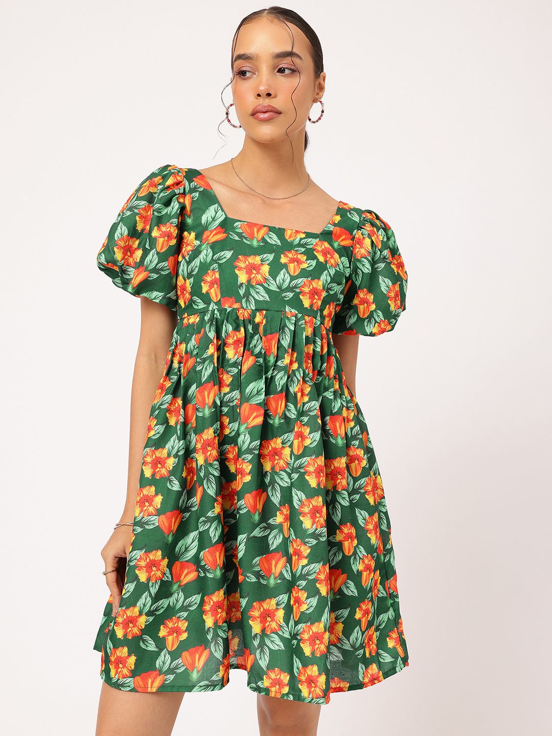 DressBerry Serene Serenity Floral Print Mini Empire Dress