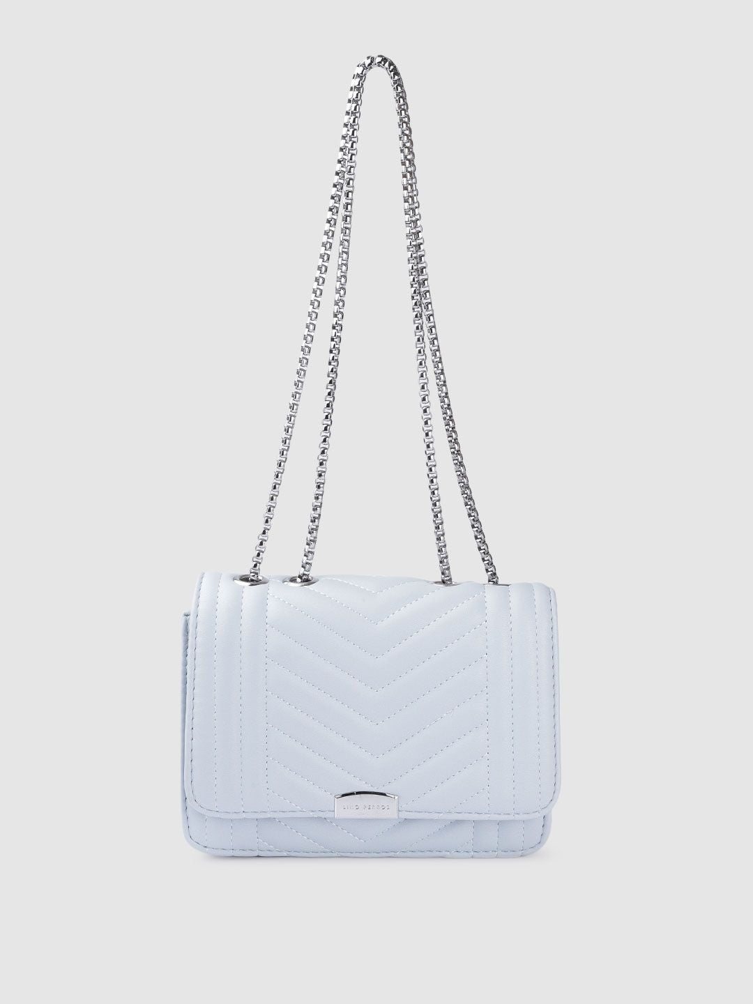 Lino Perros Women Blue Solid Quilted Structured Shoulder Bag
